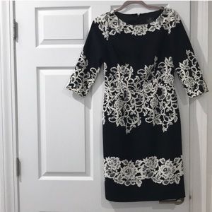 Adriana Papell Long Sleeve Midi Sheath Dress